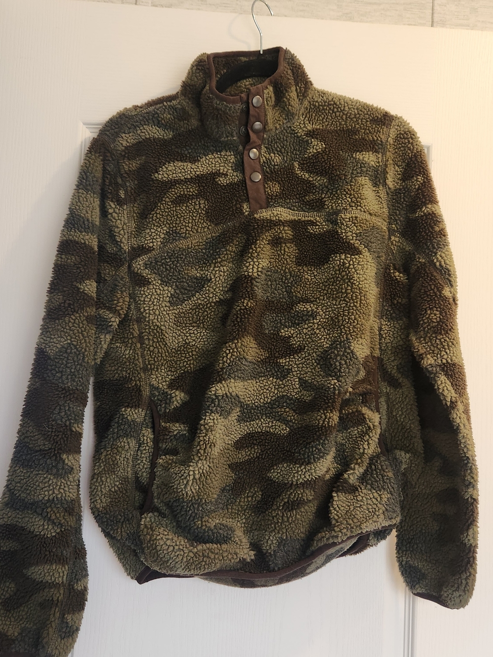 Members Mark Women’s Camouflage Sherpa Pullover Hoodie S Euc
